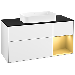 Villeroy et Boch Finion Villeroy et Boch F712HFGF 120x60.3x50.1cm, étagère droite or mat, laqué blanc brillant