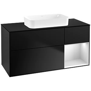 Villeroy und Boch Finion Waschtischunterschrank F712MTPD 120x60,3x50,1cm, Regal rechts White matt lacquer, Black matt lacquer