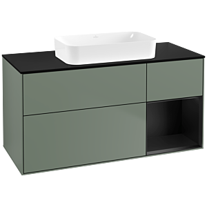 Villeroy et Boch Finion Villeroy et Boch F712PDGM 120x60.3x50.1cm, étagère à droite laqué noir mat, Olive Matt Lacquer