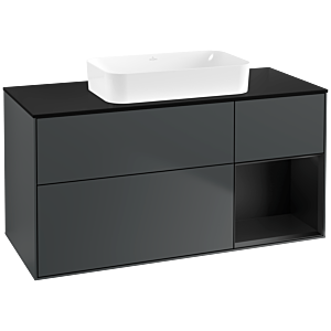 Villeroy und Boch Finion Waschtischunterschrank F712PDHG 120x60,3x50,1cm, Regal rechts Black matt lacquer, Midnight Blue Matt Lacquer