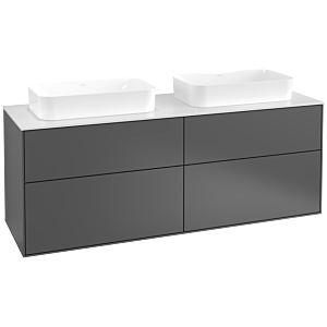 Villeroy und Boch Finion Waschtischunterschrank F72100GK 160x60,3x50,1cm, Glass White Matt, Anthracite matt