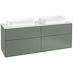 Villeroy und Boch Finion Waschtischunterschrank F72100GM 160x60,3x50,1cm, Glass White Matt, Olive Matt Lacquer