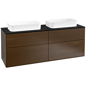 Villeroy und Boch Finion Waschtischunterschrank F72200GN 160x60,3x50,1cm, Glass Black Matt, Walnut veneer