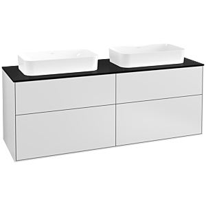 Villeroy und Boch Finion Waschtischunterschrank F72200MT 160x60,3x50,1cm, Glass Black Matt, White matt lacquer