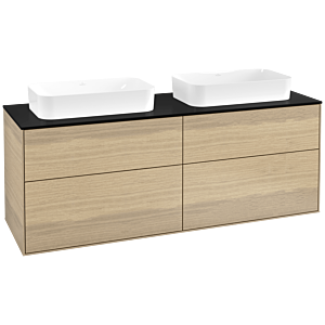 Villeroy und Boch Finion Waschtischunterschrank F72200PC 160x60,3x50,1cm, Glass Black Matt, Oak Veneer