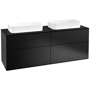 Villeroy und Boch Finion Waschtischunterschrank F72200PD 160x60,3x50,1cm, Glass Black Matt, Black matt lacquer