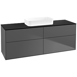 Villeroy und Boch Finion Waschtischunterschrank F73200GK 160x60,3x50,1cm, Glass Black Matt, Anthracite matt