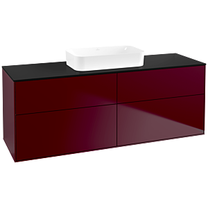 Villeroy und Boch Finion Waschtischunterschrank F73200HB 160x60,3x50,1cm, Glass Black Matt, Peony Matt