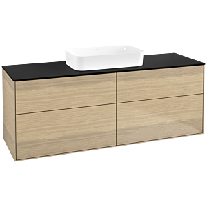 Villeroy und Boch Finion Waschtischunterschrank F73200PC 160x60,3x50,1cm, Glass Black Matt, Oak Veneer