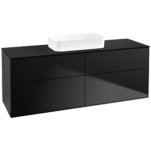 Villeroy und Boch Finion Waschtischunterschrank F73200PD 160x60,3x50,1cm, Glass Black Matt, Black matt lacquer