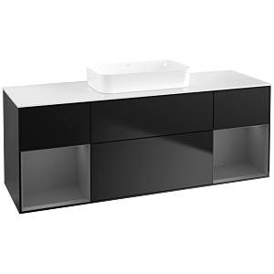 Villeroy und Boch Finion Waschtischunterschrank F741GKPD 160x60,3x50,1cm, Regale Anthracite matt lacquer, Black matt lacquer
