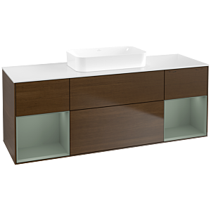 Villeroy et Boch Finion Villeroy et Boch F741GMGN 160x60,3x50,1cm, étagères laqué olive mat, placage noyer