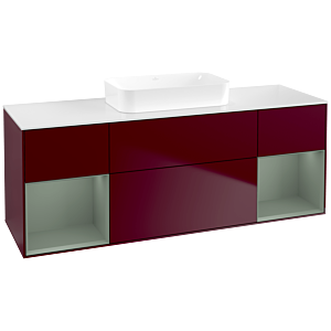 Villeroy et Boch Finion Villeroy et Boch F741GMHB 160x60.3x50.1cm, étagères laqué olive mat, Peony Matt