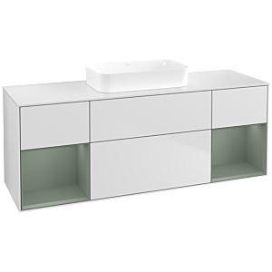 Villeroy et Boch Finion Villeroy et Boch F741GMMT 160x60,3x50,1cm, étagères laqué olive mat, laqué blanc mat