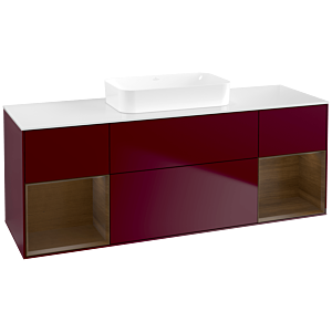 Villeroy und Boch Finion Waschtischunterschrank F741GNHB 160x60,3x50,1cm, Regale Walnut veneer, Peony Matt