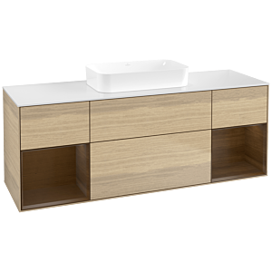 Villeroy und Boch Finion Waschtischunterschrank F741GNPC 160x60,3x50,1cm, Regale Walnut veneer, Oak Veneer