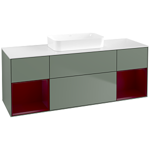 Villeroy und Boch Finion Waschtischunterschrank F741HBGM 160x60,3x50,1cm, Regale Peony matt lacquer, Olive Matt Lacquer
