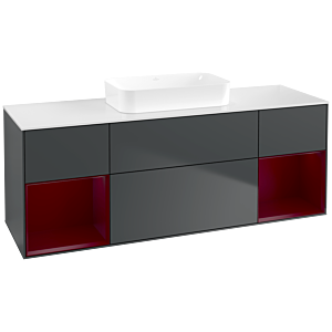 Villeroy und Boch Finion Waschtischunterschrank F741HBHG 160x60,3x50,1cm, Regale Peony matt lacquer, Midnight Blue Matt Lacquer