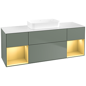 Villeroy und Boch Finion Waschtischunterschrank F741HFGM 160x60,3x50,1cm, Regale Gold matt lacquer, Olive Matt Lacquer