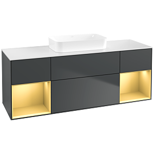 Villeroy et Boch Finion Villeroy et Boch F741HFHG 160x60.3x50.1cm, étagères laqué or mat, Midnight Blue Matt Lacquer