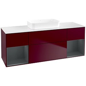 Villeroy und Boch Finion Waschtischunterschrank F741HGHB 160x60,3x50,1cm, Regale Midnight matt lacquer, Peony Matt