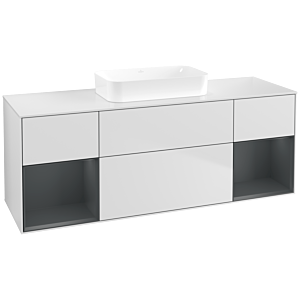 Villeroy et Boch Finion Villeroy et Boch F741HGMT 160x60,3x50,1cm, étagères laqué mat Midnight, laqué blanc mat