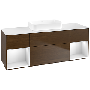 Villeroy et Boch Finion Villeroy et Boch F741MTGN 160x60.3x50.1cm, étagères laqué blanc mat, placage noyer