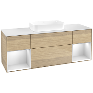 Villeroy und Boch Finion Waschtischunterschrank F741MTPC 160x60,3x50,1cm, Regale White matt lacquer, Oak Veneer