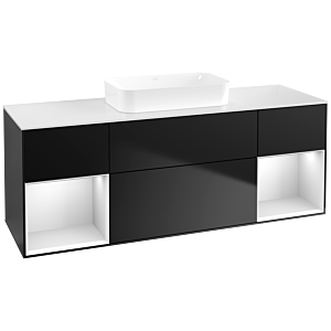 Villeroy und Boch Finion Waschtischunterschrank F741MTPD 160x60,3x50,1cm, Regale White matt lacquer, Black matt lacquer