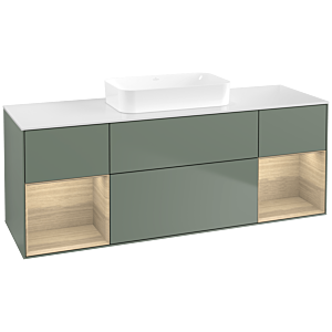 Villeroy und Boch Finion Waschtischunterschrank F741PCGM 160x60,3x50,1cm, Regale Oak Veneer, Olive Matt Lacquer