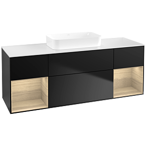 Villeroy und Boch Finion Waschtischunterschrank F741PCPD 160x60,3x50,1cm, Regale Oak Veneer, Black matt lacquer