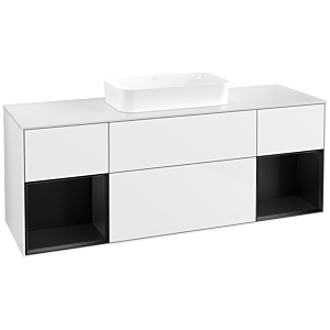 Villeroy und Boch Finion Waschtischunterschrank F741PDGF 160x60,3x50,1cm, Regale Black matt lacquer, Glossy white lacquer
