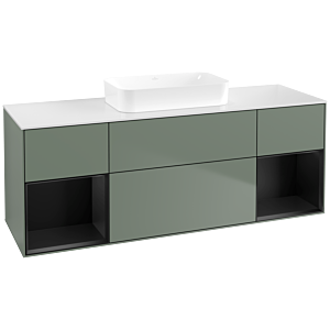 Villeroy et Boch Finion Villeroy et Boch F741PDGM 160x60.3x50.1cm, étagères laqué noir mat, Olive Matt Lacquer
