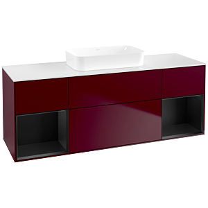 Villeroy und Boch Finion Waschtischunterschrank F741PDHB 160x60,3x50,1cm, Regale Black matt lacquer, Peony Matt