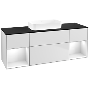 Villeroy und Boch Finion Waschtischunterschrank F742GFMT 160x60,3x50,1cm, Regale Glossy white lacquer, White matt lacquer