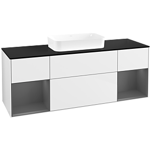 Villeroy und Boch Finion Waschtischunterschrank F742GKGF 160x60,3x50,1cm, Regale Anthracite matt lacquer, Glossy white lacquer