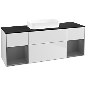 Villeroy et Boch Finion Villeroy et Boch F742GKMT 160x60,3x50,1cm, étagères Laque anthracite mate, Laque blanche mate