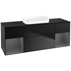 Villeroy et Boch Finion Villeroy et Boch F742GKPD 160x60.3x50.1cm, étagères Laque mate anthracite, Laque mate noire