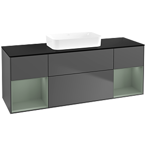 Villeroy and Boch Finion Villeroy and Boch Finion F742GMGK 160x60.3x50.1cm, shelves olive matt lacquer, anthracite matt