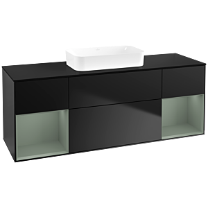 Villeroy et Boch Finion Villeroy et Boch F742GMPD 160x60,3x50,1cm, étagères laqué olive mat, laqué noir mat