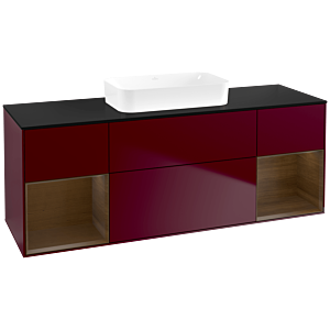 Villeroy und Boch Finion Waschtischunterschrank F742GNHB 160x60,3x50,1cm, Regale Walnut veneer, Peony Matt