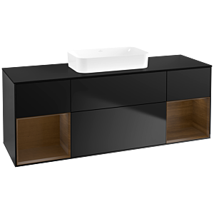 Villeroy et Boch Finion Villeroy et Boch F742GNPD 160x60.3x50.1cm, étagères placage noyer, laqué noir mat