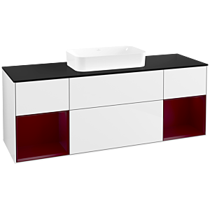 Villeroy und Boch Finion Waschtischunterschrank F742HBGF 160x60,3x50,1cm, Regale Peony matt lacquer, Glossy white lacquer
