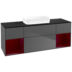 Villeroy und Boch Finion Waschtischunterschrank F742HBGK 160x60,3x50,1cm, Regale Peony matt lacquer, Anthracite matt