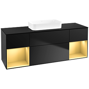 Villeroy und Boch Finion Waschtischunterschrank F742HFPD 160x60,3x50,1cm, Regale Gold matt lacquer, Black matt lacquer