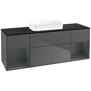 Villeroy und Boch Finion Waschtischunterschrank F742HGGK 160x60,3x50,1cm, Regale Midnight matt lacquer, Anthracite matt