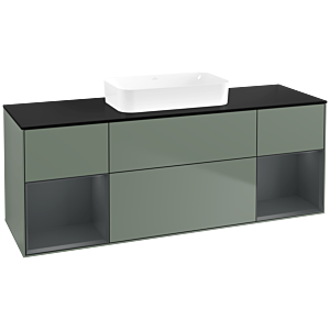 Villeroy et Boch Finion F742HGGM 160x60,3x50,1cm, étagères laqué mat Midnight, Olive Matt Lacquer