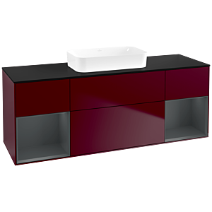 Villeroy und Boch Finion Waschtischunterschrank F742HGHB 160x60,3x50,1cm, Regale Midnight matt lacquer, Peony Matt