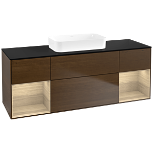 Villeroy und Boch Finion Waschtischunterschrank F742PCGN 160x60,3x50,1cm, Regale Oak Veneer, Walnut veneer