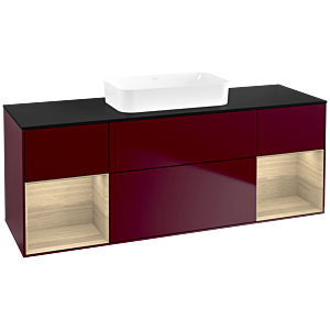 Villeroy und Boch Finion Waschtischunterschrank F742PCHB 160x60,3x50,1cm, Regale Oak Veneer, Peony Matt